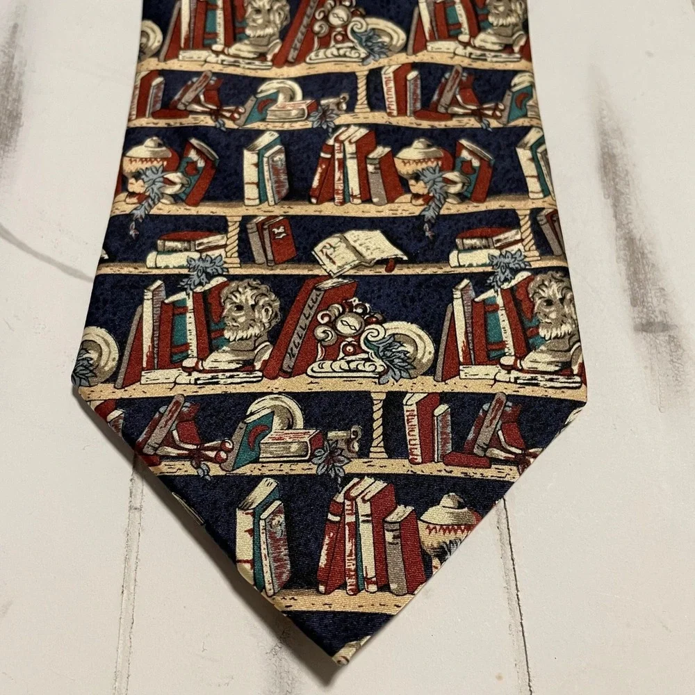 Museum Artifacts Silk Necktie Books Library Teacher History‎ Librarian Tie